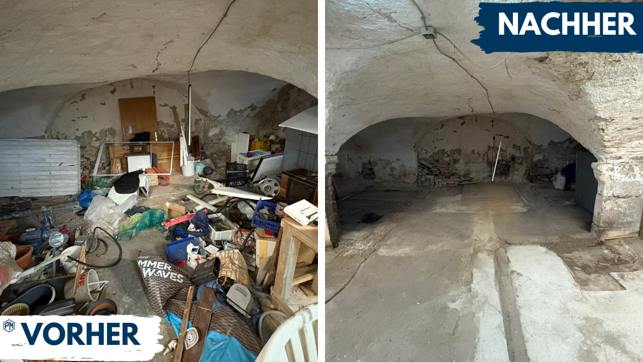 Vorher Nachher Kellerentrümpelung durch Platzmacher Dienstleistungen